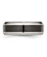 Stainless Steel Base Polished Black Ceramic Center Band Ring