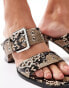 ASOS DESIGN Hide buckle detail mid block heeled sandals in snake