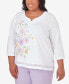 Plus Size Garden Party Floral Embroidery Top with Lace Details