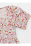 LCW baby Kare Yaka Çiçek Desenli Kız Bebek Elbise