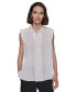 Women's Scalloped Pleated Button-Down Top