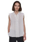 ფოტო #12 პროდუქტის Women's Scalloped Pleated Button-Down Top