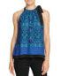 Фото #1 товара Блузка с бантом Tahari T Tahari New Halter Top Sleeveless Bowtie Aqua Black Multi Size S