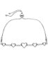 ფოტო #2 პროდუქტის Diamond Graduated Heart Bolo Bracelet (1/6 ct. t.w.) in Sterling Silver