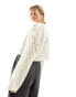 Bershka open knit bell sleeve jumper in ecru XS/S - фото #8