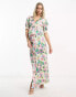 Hope & Ivy Maternity puff sleeve satin maxi dress in cream floral