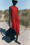 Фото #2 товара Длинное однотонное трикотажное платье ZARA