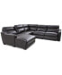 Фото #4 товара Gabrine 5-Pc. Leather Sectional with 2 Power Headrests and Chaise, Created for Macy's