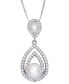 ფოტო #1 პროდუქტის Cultured Freshwater Pearl (5 & 7mm) & Cubic Zirconia Teardrop 18" Pendant Necklace in Sterling Silver