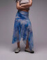 Topshop asymmetric midi skirt in blue washed floral