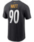 ფოტო #3 პროდუქტის Men's T.J. Watt Black Pittsburgh Steelers Name and Number T-shirt