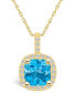 Фото #1 товара Macy's blue Topaz (2-3/4 Ct. T.W.) and Diamond (1/4 Ct. T.W.) Halo Pendant Necklace in 14K Yellow Gold