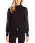 ფოტო #1 პროდუქტის Women's Mock Neck Clip Dot Sheer Long Sleeve Sweater