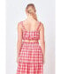 Women's Plaid Ruched Thick Strap Bandeau