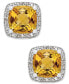 Citrine (1-3/4 ct. t.w.) and Diamond (1/8 ct. t.w.) Halo Stud Earrings in Sterling Silver