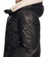 Women's Plus Size Faux-Leather Faux-Shearling Hooded Anorak Puffer Coat