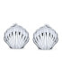 ფოტო #2 პროდუქტის Carved Seashell Shaped Nautical Clip On Earrings For Women Non Pierced Ears Sterling Silver Alloy Clip