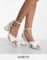 Фото #2 товара Glamorous Wide Fit mid heel sandals with bow in white
