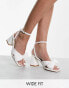 Glamorous Wide Fit mid heel sandals with bow in white Белый, EU41 - фото #1