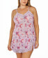 Фото #1 товара Plus Size 1Pc. Brushed Floral Chemise Nightgown