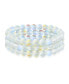Set Of 3 Rainbow Iridescent Created White Moonstone Round Bead 8MM Stacking Strand Stretch Bracelet For Women Men Teen Unisex