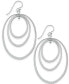 Extra Large Silver Plated Triple Oval Hoop Drop Earrings