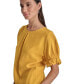 ფოტო #4 პროდუქტის Women's Puff-Sleeve Pleated Blouse