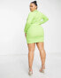 Фото #4 товара Simmi Plus strappy collar detail with keyhole detail mini dress in lime