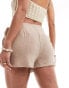 ASOS DESIGN linen look wrap skort in stone