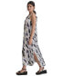 Women's Printed Linen V-Neck Sleeveless Maxi Dress