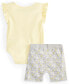 ფოტო #2 პროდუქტის Baby Girls Winnie-the-Pooh Bee Kind Bodysuit & Shorts, 2 Piece Set