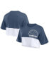 ფოტო #1 პროდუქტის Women's Navy/White Dallas Cowboys Boxy Color Split Cropped T-Shirt