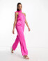 Forever New – Jumpsuit aus Satin in Rosa mit Bindedetail am Hals