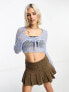 COLLUSION knitted lace trim crop top in blue