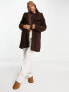 Фото #3 товара Monki borg teddy jacket in brown