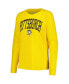 Women's Black, Gold Pittsburgh Penguins Meter Knit Long Sleeve Raglan Top and Shorts Sleep Set