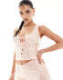 Фото #4 товара Kaiia sequin sleeveless tie front top co-ord in pale pink