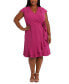 Фото #1 товара Plus Size Short-Sleeve V-Neck Faux-Wrap Dress