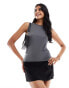 Pieces sleeveless top with cut out back in grey grau, M - EU 38 - фото #2