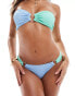 Фото #2 товара In The Style exclusive crinkle ring detail high leg bikini bottoms co-ord in turquoise and blue