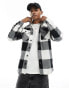 Jack & Jones oversized buffalo check overshirt in white & black