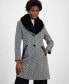 ფოტო #3 პროდუქტის Women's Faux-Fur-Collar Chevron Coat