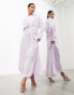 Фото #2 товара ASOS EDITION satin twist detail long sleeve maxi dress in pale lilac