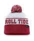 Фото #2 товара Men's White/Crimson Alabama Crimson Tide Local Peak Cuffed Knit Hat with Pom