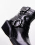 Фото #3 товара Topshop – Roxy – Biker-Stiefel im Western-Design aus hochwertigem Leder in Kroko-Schwarz