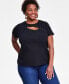 Фото #1 товара Plus Size Studded Cutout Top, Created for Macy's
