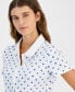 Фото #3 товара Women's Dot Print Short Sleeve Polo Shirt