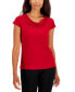 Women's Stretch Knit Cowl-Neck Short-Sleeve Top