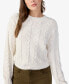 Фото #4 товара Women's Cotton Cable-Knit Crewneck Sweater