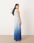 Фото #4 товара ASOS EDITION knitted sheer sleeveless maxi column dress in blue ombre